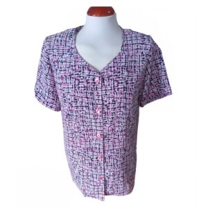 Camisa Rosa y Blanca para Mujer con Cuello Contraste – Elegancia Moderna