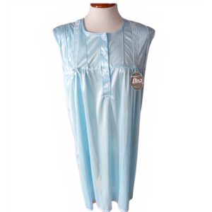 Camisón Azul Celeste Satinado sin Mangas para Mujer