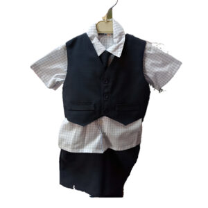 Conjunto de Bebé Elegante con Chaleco y Camisa Estampada