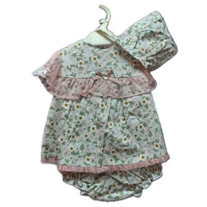 Conjunto de Vestido Floral sin Mangas y Cubrepañal para Bebé