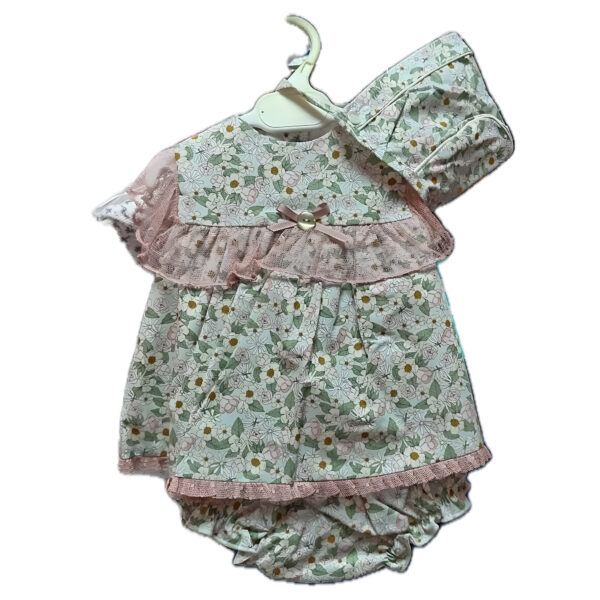 Conjunto de Vestido Floral sin Mangas y Cubrepañal para Bebé