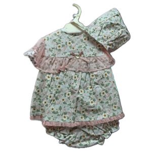 Conjunto de Vestido Floral sin Mangas y Cubrepañal para Bebé