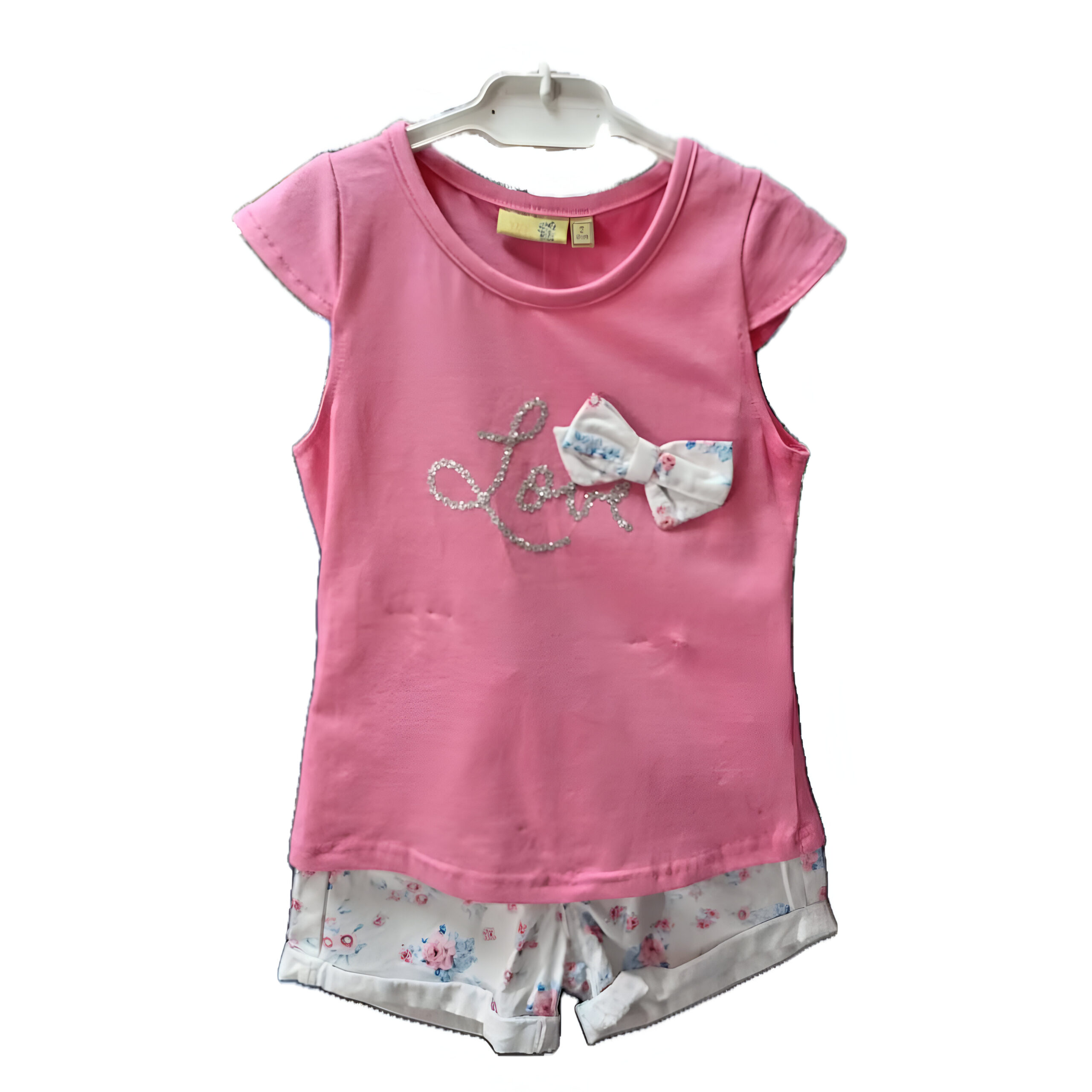 Conjunto Rosa para Niña – Camisa con Lazada y Shorts Estilosos para un Look Sofisticado